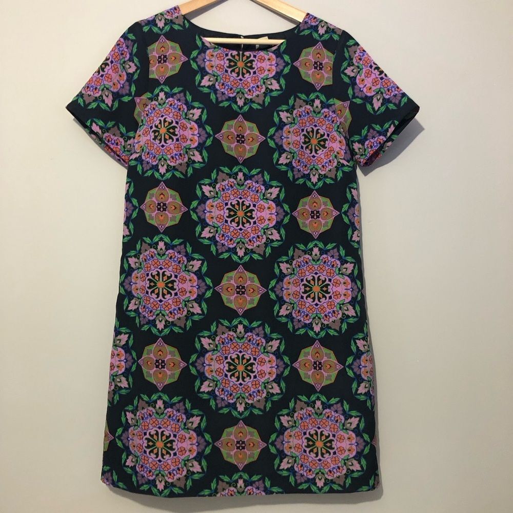 J. Crew Navy Floral Geometric Print Lightweight Women’s Size 8 Dress